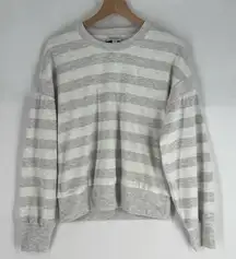 Evereve Gray Heathered Striped Relax Fit Dolman Long Sleeve Sweatshirt Size S