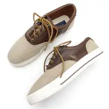Polo Ralph Lauren Vaughn Saddle Shoes Mens Size 9 Linen Leather Low Top Sneakers