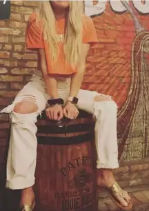 Agolde 90's Mid Rise Loose Fit Distressed Jeans Vanish White Destroyed Size 2‎