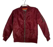 Brooklyn Cloth Brooklyn Clothe 1896 Burgundy Zipper up Bomber Jacket with Jacket Size Large