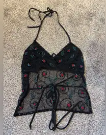 Backless Beaded Halter Top