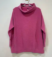 Free People Womens Ottoman Tunic Sweater Small‎ Pink Cowl Knit Oversized Slouchy