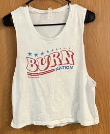 Burn Boot Camp Women's White Racerback Patriot Tank Top Large