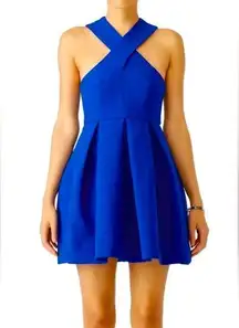 NWT- $210  Blue Maverick Sleeveless High Neck Fit & Flare Mini Dress | Sz 2