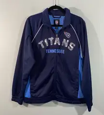 NFL Team Apparel Tennessee Titan Women Blue Full Zip Sequins Track Jacket Sz XL