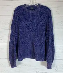 Eddie Bauer BOXY SWEATER   Crew Neck Pullover varigated Blue Size L women's nice