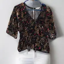 William & Clay Peplum Burnout Women Top Size Medium