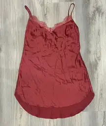 Mauve Satin Lace Night Gown Mini Chemise Lingerie Slip Size M