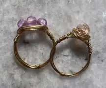 Purple And Light Pink Wire Rings