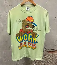 SSI Vintage Work Is A Four Letter Word Comedy Paper Thin Graphic T-Shirt Large