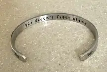 Silver Cuff Bracelet She Doesn’t Fight Alone Breast Cancer