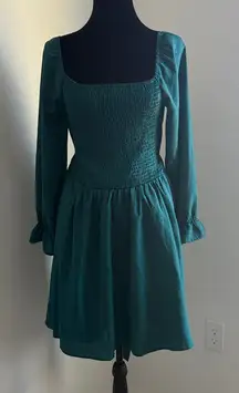 Elegant Teal Long Sleeve Dress