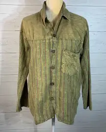 Hippie full button stripecollar shirt festival size S