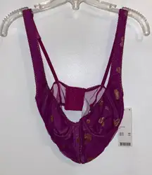 NWT $49  Purple Out From Under Confetti Gold Hearts Bustier S