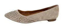 Vionic Carmela Perforated Suede Ballet Flats Taupe Beige Size 8 Wide