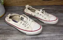 Converse Chuck Taylor Womens White Low Rise Shoreline Sneakers Slip On Size 6.5