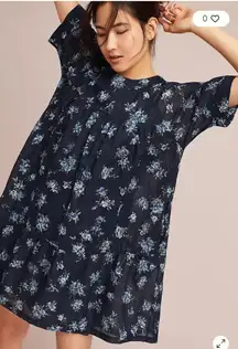 Current/Elliott floral navy swing dress anthro fall classic boho S $128$ nwot