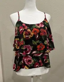 Paper Crane  Women’s Shirt Size Medium Crop Top Layered Criss Cross Back