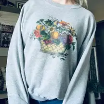 Vintage Lee Sport Gray Sunflower Floral Bouquet Crewneck Sweatshirt