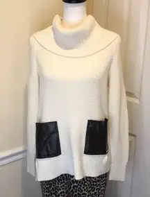 MICHAEL KORS Ivory L/S Oversized Turtleneck Sweater KATE SPADE Leopard Pants M