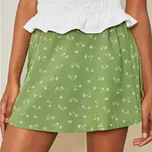 Crossroads Green Floral High-Waisted Mini Skirt