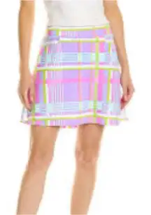 Jude Connally Sonia Skort Small Purple Pink Plaid‎ Golf Athletic Pocket Made USA