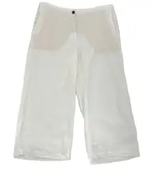 J Jill 100% Linen Wide Leg Cropped Pants Pockets Breathable White size Large