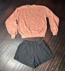 Elastic waist shorts and sweater set Los Angeles Apparel athletic basic beach