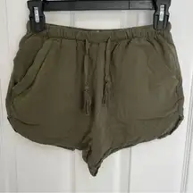 Primark Olive Army Green Cloth Elastic Waist Shorts Women’s Size 4