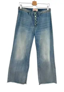 Driftwood Charlee Wide Leg Jeans Braided Waist Button Fly Blue Size 27