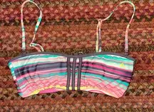 ADIDAS RAINBOW STRIPE BANDEAU BIKINI TOP