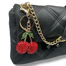 Cherry Rhinestone Keychain Cherries Red Bag Charm