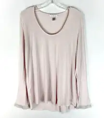 Dreams Light Pink Luxe Milk Jersey Long Sleeve Lace Trim Sleepwear Top