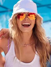 OFFLINE By  Bucket Hat in White Distressed Cotton One Size