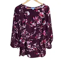 Motherhood Maternity burgundy floral blouse size medium