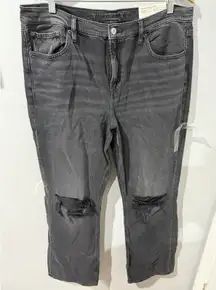 American Eagle Jeans Womens 16 Black‎ 90s Bootcut Distressed Denim Ripped NWT G