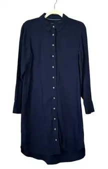 J. CREW Classic-Fit Soft Gauze Shirt-Dress Navy Blue Size 8 Dressy Casual