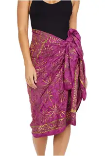 Swim wrap shawl 100% Rayon tie dyed rose with lime green palm tree print .