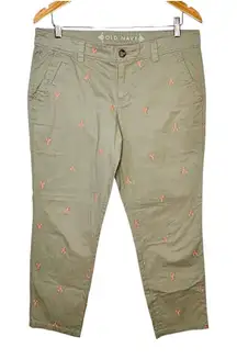 Old Navy Lobster Embroidered Khaki Pants Fisherman‎ Beach Women Size 10
