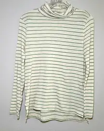 NWT Madewell Green Cream Striped Long Sleeve‎ turtleneck fall basic career cozy