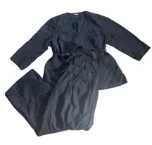 Lane Bryant size 26 Linen The Bryant Blazer & pant suit/set navy/white pinstripe