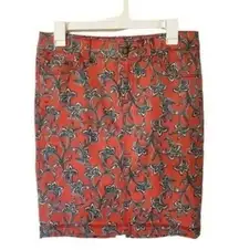 Anthropologie Pilcro & the Letterpress Orange Paisley Denim Jean Pencil 27