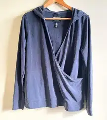 Victoria’s Sport Faux Wrap Cross Front‎ Hoodie Top Athletic Black Womens Size M
