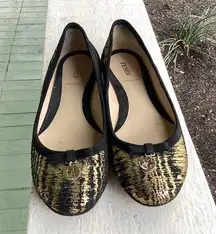 Fendi gold and black flats