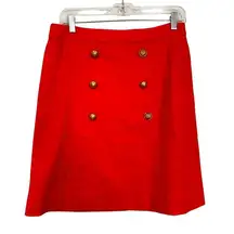 J. Crew Linen Lined Mini Skirt Women's 12P Marine Orange‎ Preppy Career Classic