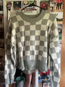 Green checkered sweater