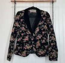 Pink Martini Floral Blazer Single Breasted One Button Career Workwear Size XS S