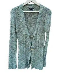 BCBGMaxAzria Colorful Whimsical Cardigan Sweater with Wood Flower Button…