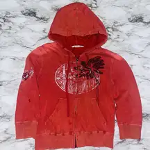 Roxy Jacket Full Zip Graphic Embroidered Red Women L Grunge Skater Y2K  Punk