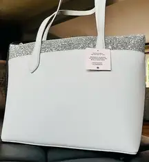 Kate Spade New York Silver Glitter And White Tote NWT​
